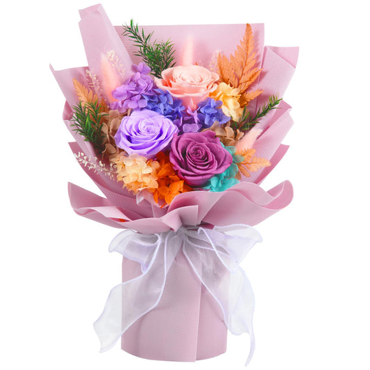 Amoueterno Preserved Flowers Bouquet Natural Real Roses and Flowers